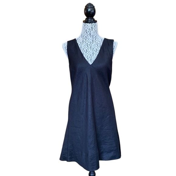 Banana Republic V-Neck Linen Shift Dress Black Size MP - Picture 1 of 11